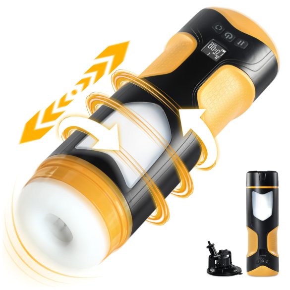 Lonely - muški masturbator s potiskivanjem i rotacijom - crni