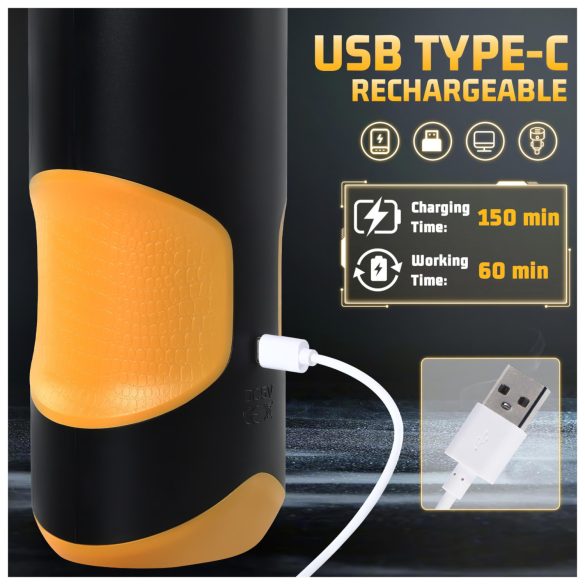 Lonely - muški masturbator s potiskivanjem i rotacijom - crni