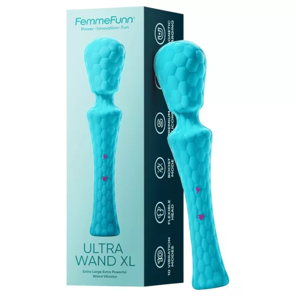 FemmeFunn Ultra Wand XL - masažer vibrator - premium - silikon tirkiz