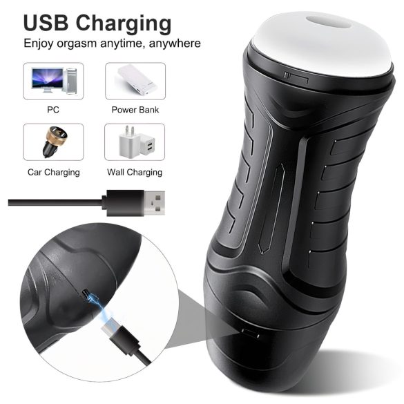 AlvUp - muški masturbator s vakuumskom funkcijom i vibracijom - crni