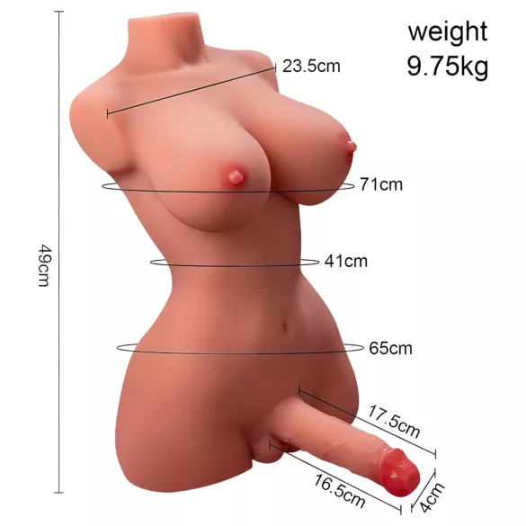 XISE Hermosa Lady Boy - vibrirajući torzo s funkcijom potiskivanja