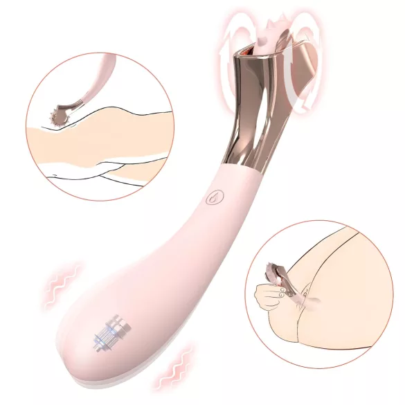 Sex HD - vibrator na baterije, vodootporan s kotačićem za stimulaciju - pink