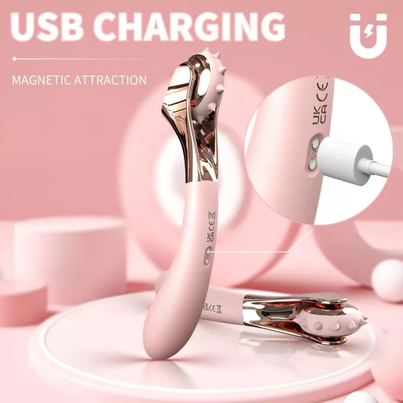 Sex HD - vibrator na baterije, vodootporan s kotačićem za stimulaciju - pink