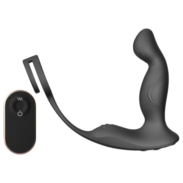 Sex HD Virgil - crni vibrirajući prsten za penis i testise s prostatom