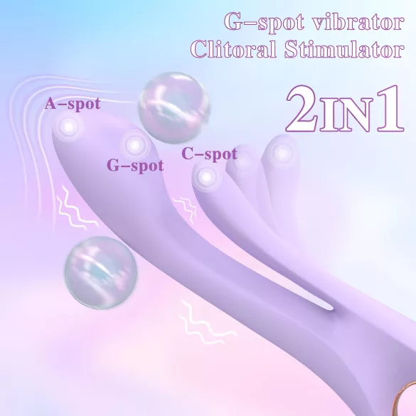 Sex HD Kaethe - vibrator s nastavkom za klitoris - silikon - ljubičasta