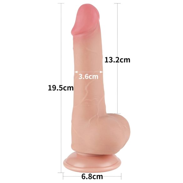 Lovetoy Sliding-Skin - dvoslojni dildo s vakuumskom čašom - 19,5 cm (prirodni)