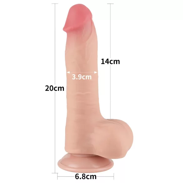 Lovetoy - realistični dildo s testisima - dvostruki sloj - 20 cm - natur