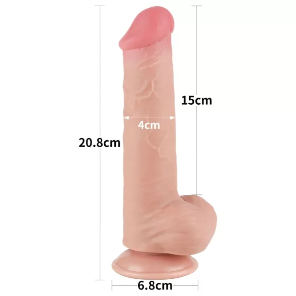 Lovetoy - dvoslojni dildo s testisima - prirodna boja - 20,8 cm