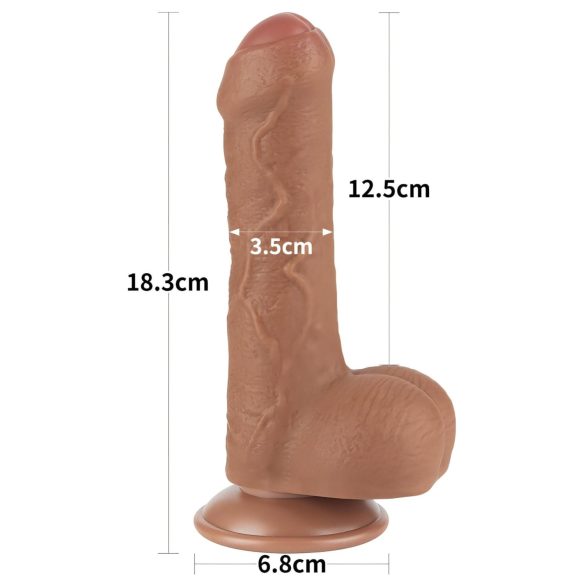 Lovetoy Sliding-Skin - Dvostruki sloj dildo s testisima - 18,3 cm (natural)