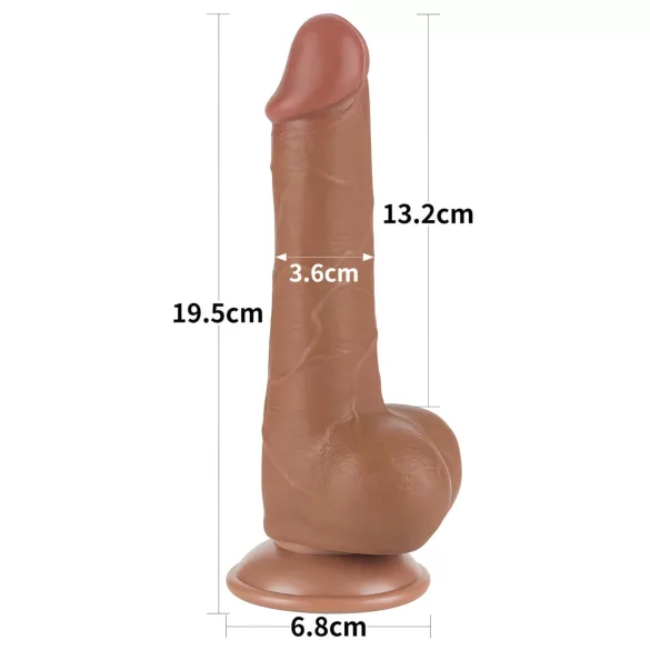 Lovetoy - realistični dildó s testisima - dvoslojni silikon - 19,5 cm - natur
