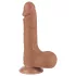 Lovetoy - realistični dildo s testisima - dvostruki sloj - 19,5 cm - tamna boja