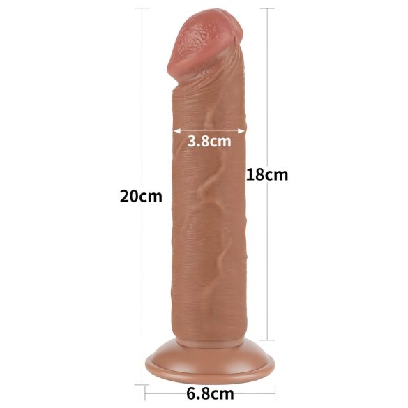 Lovetoy Klizna-Koža - dvostruki dildo s vakumskom bazom - 20cm (prirodni)