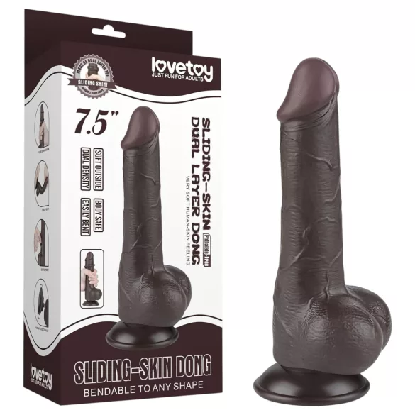 Lovetoy Sliding-Skin - realistični dildo s testisima - dvostruki sloj - 19,5 cm