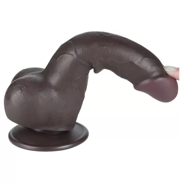 Lovetoy Sliding-Skin - realistični dildo s testisima - dvostruki sloj - 19,5 cm