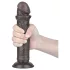 Lovetoy Sliding-Skin - dildo s vakuumskom bazom - dvostruki sloj - 20 cm - smeđa