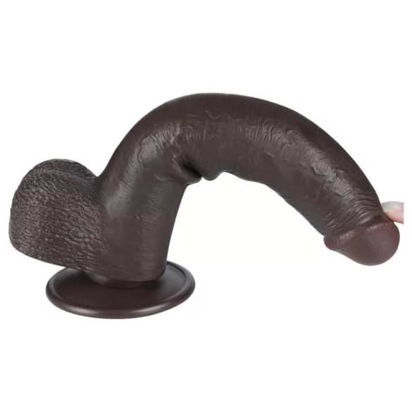 Lovetoy - dildó s vakuumskom čašicom - dvostruki sloj - 20,8 cm - smeđa