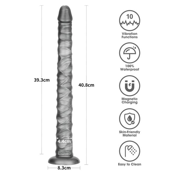 Lovetoy King Sized - veliki vibrator - 40,5 cm - siva