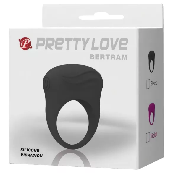 Pretty Love Bertram - vodootporni vibrirajući prsten za penis - crni