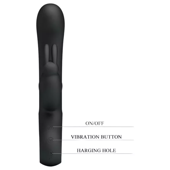 Pretty Love Webb - vibrator s klitoralnim nastavkom - vodootporan silikon crni