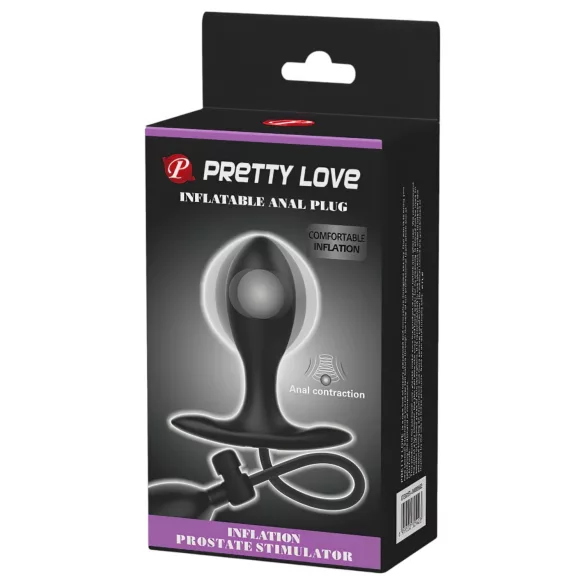 Pretty Love - analni plug na napuhavanje s unutarnjom kuglicom - crni