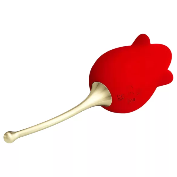 Pretty Love Rose Lover - vibrator za klitoris s jezičkom 2u1 - silikon crveni