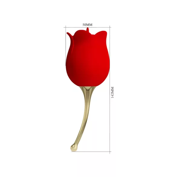 Pretty Love Rose Lover - vibrator za klitoris s jezičkom 2u1 - silikon crveni