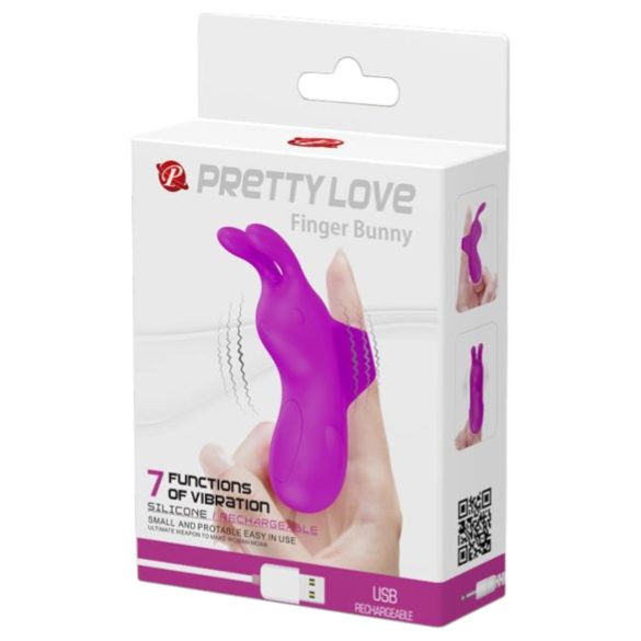 Pretty Love Bunny - mini vibrator za prst s ušima - silikon ljubičasta