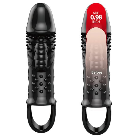 Pretty Love Cecelia - penis rukav s prstenom i vibracijom - silikon crni