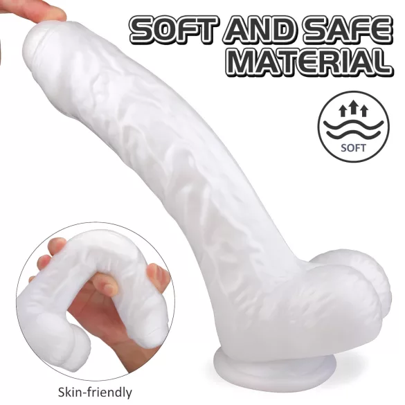 Sex HD Martin - realistični dildo s testisima i vakuumskom čašicom - bijeli
