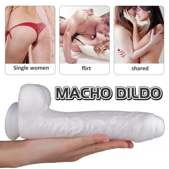 Sex HD Martin - realistični dildo s testisima i vakuumskom čašicom - bijeli