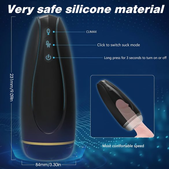 Sex HD Hawk - muški masturbator s vibracijom i usisavanjem - crno-bijeli