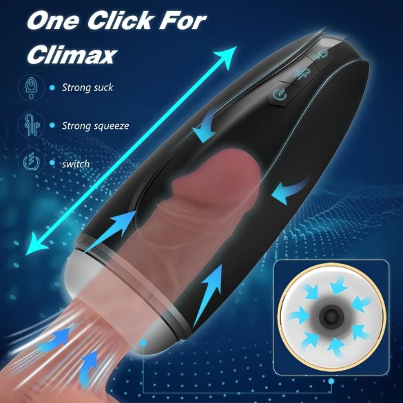 Sex HD Hawk - muški masturbator s vibracijom i usisavanjem - crno-bijeli