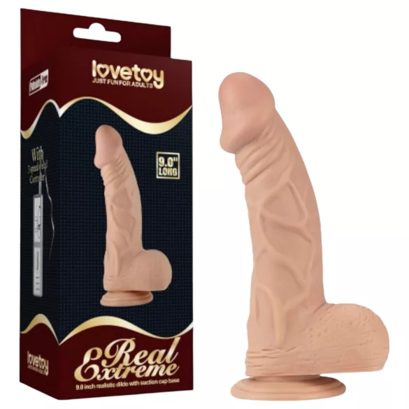 Lovetoy Real Extreme - dildo s vakuumskom čašicom - 23 cm (prirodna boja)