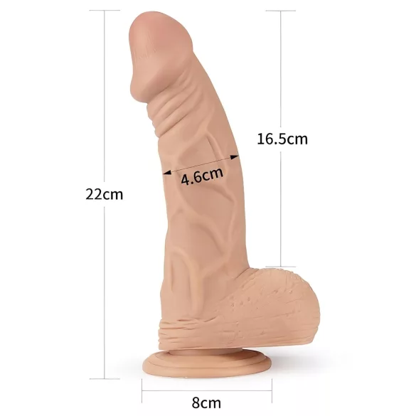 Lovetoy Real Extreme - dildo s vakuumskom čašicom - 23 cm (prirodna boja)