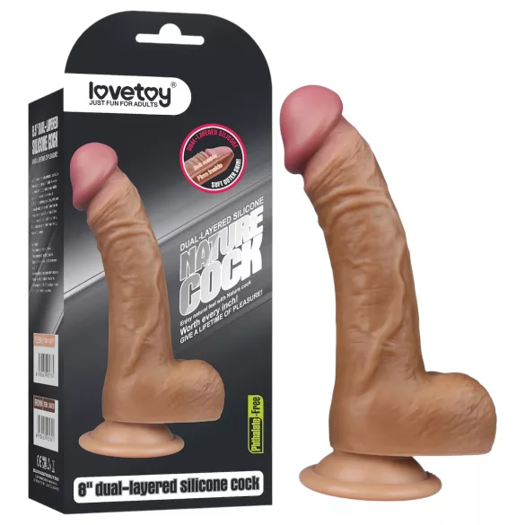Lovetoy - realistični zakrivljeni dildo - 20 cm - natur