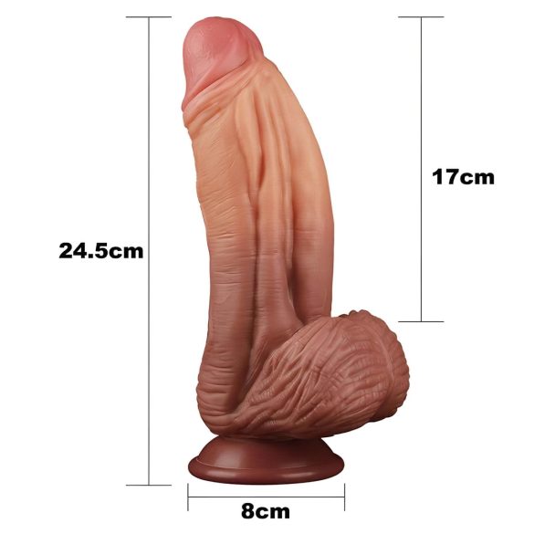 Lovetoy - realistični dildó s dva sloja - 26 cm - natur
