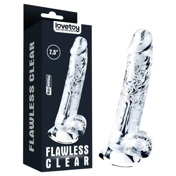 Lovetoy Flawless Clear - dildo s vakuumskom čašicom - 19 cm (prozirno)