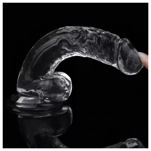 Lovetoy Flawless Clear - dildo s vakuumskom čašicom - 19 cm (prozirno)