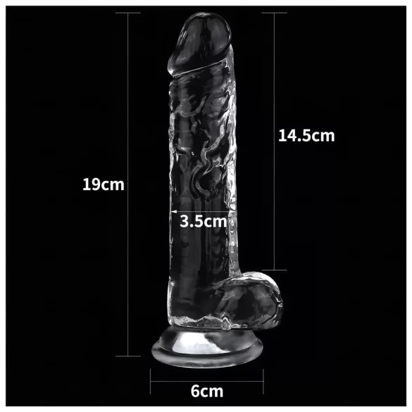 Lovetoy Flawless Clear - dildo s vakuumskom čašicom - 19 cm (prozirno)