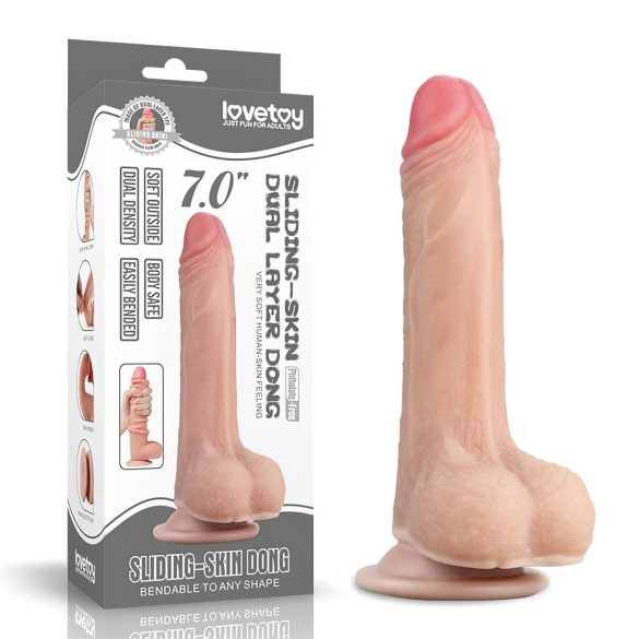 Lovetoy Sliding-Skin - dvostruki sloj dildo - 18cm (prirodni)