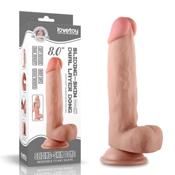 Lovetoy Sliding-Skin - dvoslojni dildo - 21cm (naturalan)