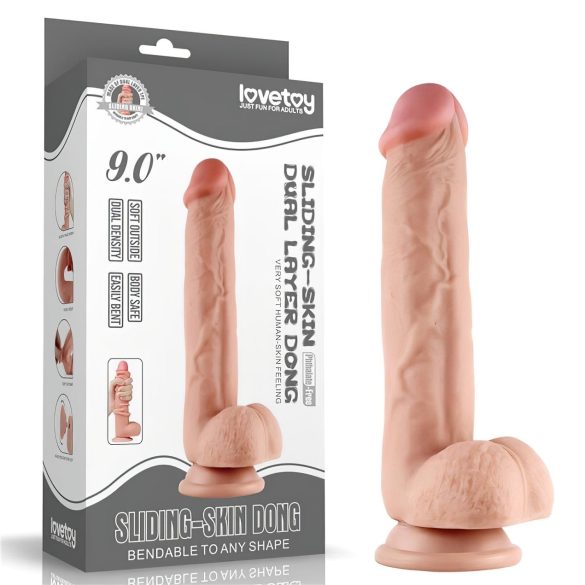 Lovetoy Sliding-Skin - dvostruki sloj dildo - 23cm (naturalan)
