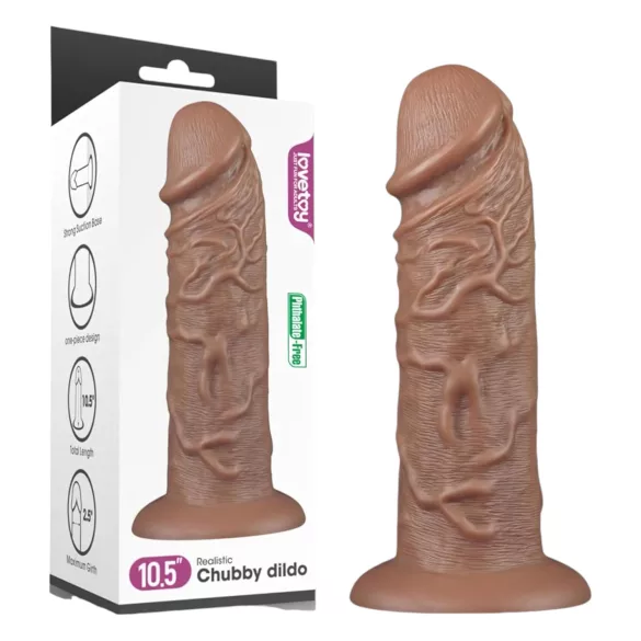 Lovetoy Chubby - realistični dildo s vakuum postoljem - 25 cm - prirodna boja