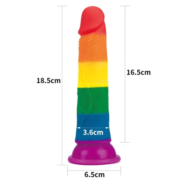 Lovetoy Prider - realistični dildo - 19 cm - šarena boja