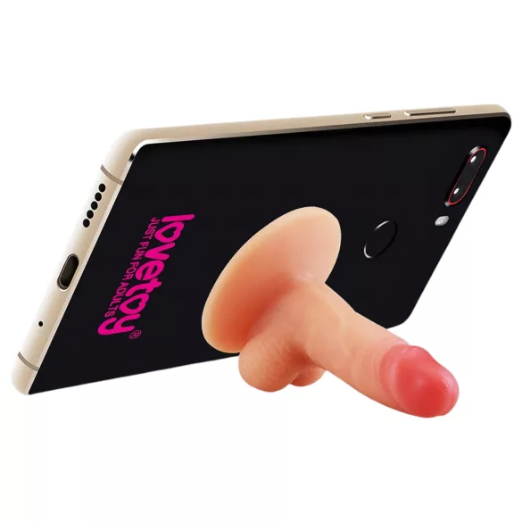Lovetoy - mini dildo s vakuumskom bazom - nosač za telefon - natur