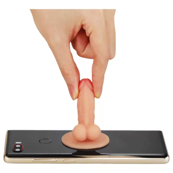 Lovetoy - mini dildo s vakuumskom bazom - nosač za telefon - natur