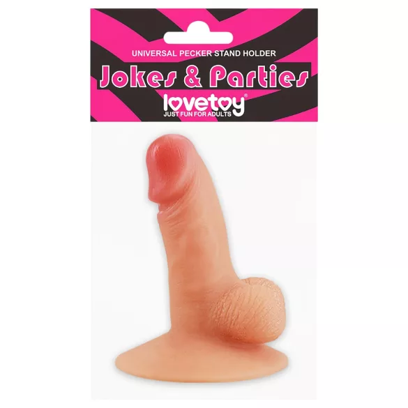 Lovetoy - mini dildo s vakuumskom bazom - nosač za telefon - natur