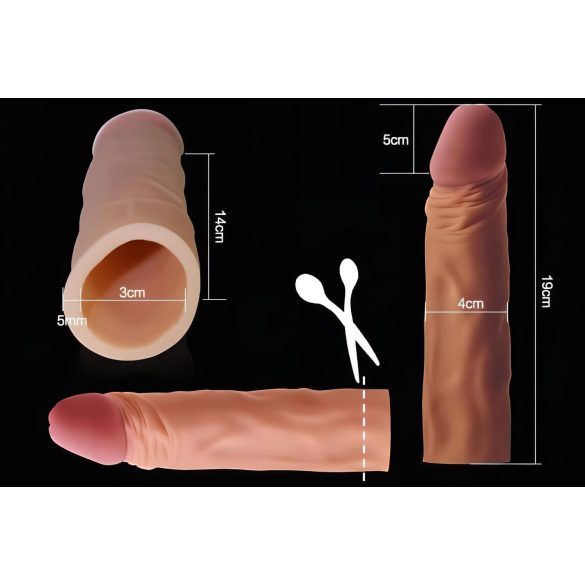 Lovetoy Pleasure X-tender - produžetak za penis - 19 cm - natur