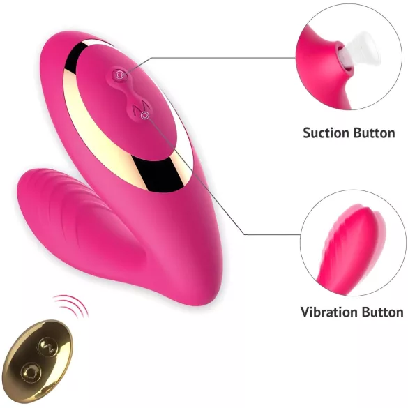 Tracy's Dog 2 - vibrator s pulsirajućim zrakom 2u1 - silikon - rozi