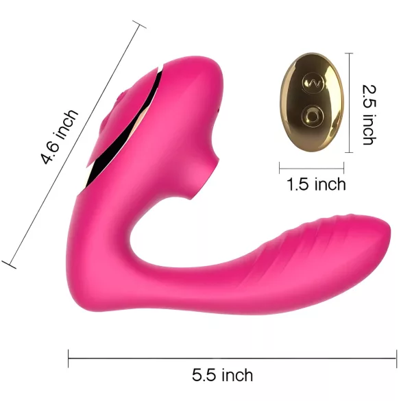 Tracy's Dog 2 - vibrator s pulsirajućim zrakom 2u1 - silikon - rozi